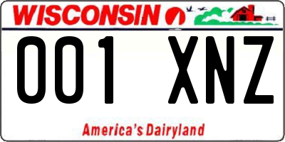 WI license plate 001XNZ