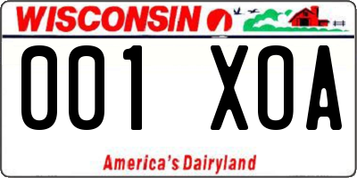 WI license plate 001XOA