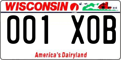 WI license plate 001XOB