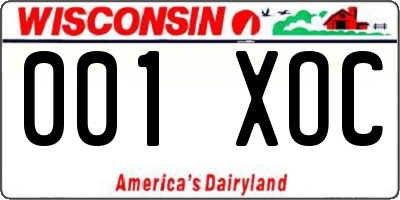WI license plate 001XOC