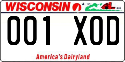 WI license plate 001XOD