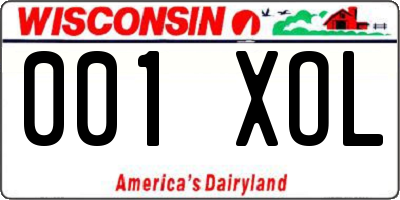 WI license plate 001XOL
