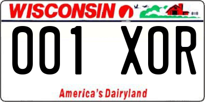 WI license plate 001XOR