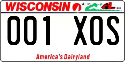 WI license plate 001XOS