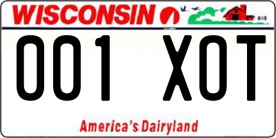 WI license plate 001XOT