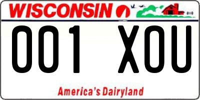 WI license plate 001XOU