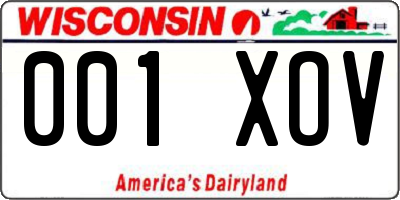 WI license plate 001XOV
