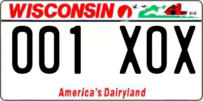 WI license plate 001XOX