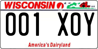 WI license plate 001XOY