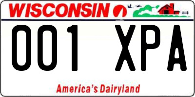 WI license plate 001XPA