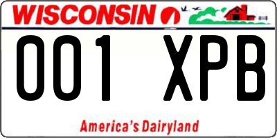 WI license plate 001XPB