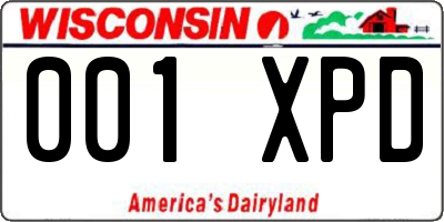 WI license plate 001XPD
