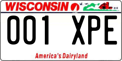 WI license plate 001XPE