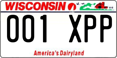 WI license plate 001XPP