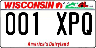 WI license plate 001XPQ