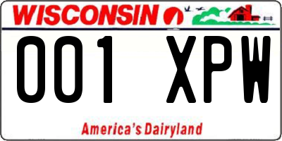 WI license plate 001XPW