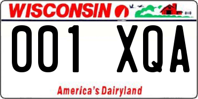 WI license plate 001XQA