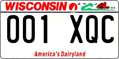 WI license plate 001XQC