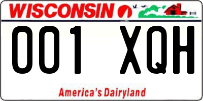 WI license plate 001XQH