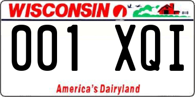 WI license plate 001XQI