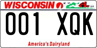 WI license plate 001XQK