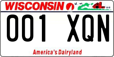 WI license plate 001XQN
