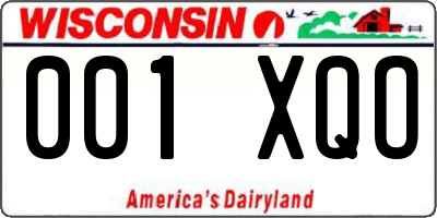 WI license plate 001XQO
