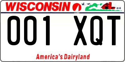 WI license plate 001XQT