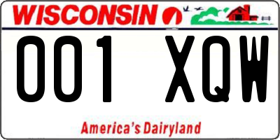 WI license plate 001XQW