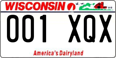 WI license plate 001XQX