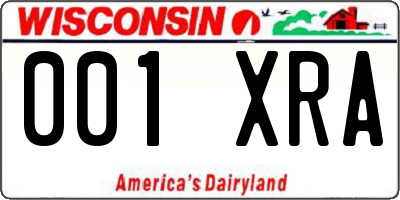 WI license plate 001XRA