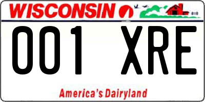 WI license plate 001XRE