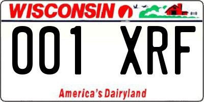 WI license plate 001XRF