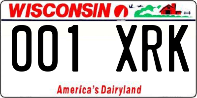 WI license plate 001XRK