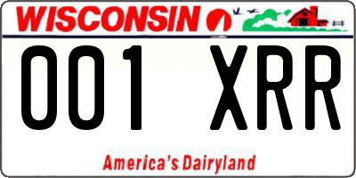 WI license plate 001XRR