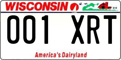 WI license plate 001XRT