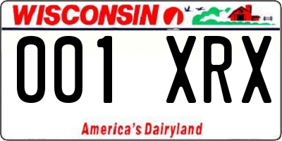 WI license plate 001XRX