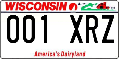 WI license plate 001XRZ