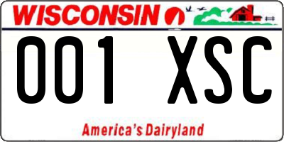 WI license plate 001XSC