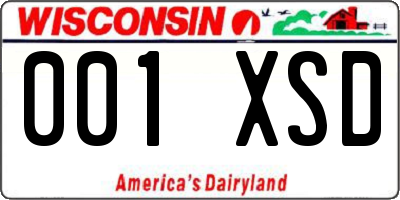 WI license plate 001XSD