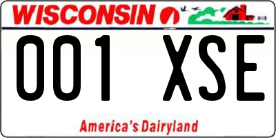 WI license plate 001XSE