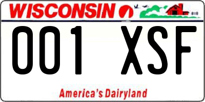 WI license plate 001XSF