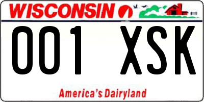 WI license plate 001XSK