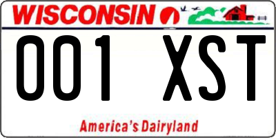 WI license plate 001XST