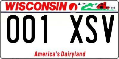 WI license plate 001XSV