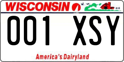 WI license plate 001XSY