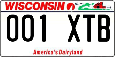WI license plate 001XTB