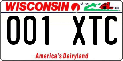 WI license plate 001XTC