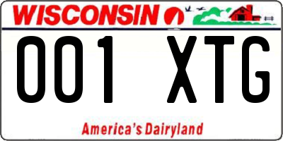 WI license plate 001XTG