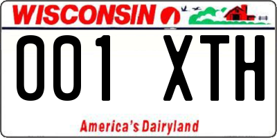WI license plate 001XTH